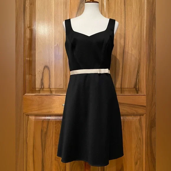 abs allen schwartz black dress ABS Allen Schwartz ~ Black Jersey Lace Inset & Illusion Back Gown L NEW $445